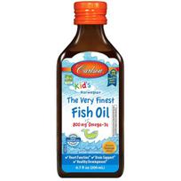 Carlson Labs Kid's aukščiausios kokybės žuvų taukai, 800 mg natūralių apelsinų skonio – 200 ml.