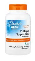 Doctor's Best 1 ir 3 tipų kolagenas su Peptanu ir vitaminu C, 3000 mg – 180 tablečių