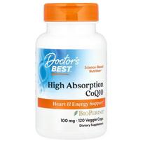 Doctor's Best didelės absorbcijos kofermentas Q10 su bioperinu, 100 mg – 120 kapsulių
