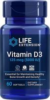 Life Extension vitaminas D3, 5000 TV - 60 kapsulių