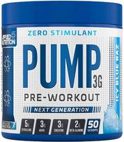 Applied Nutrition Pump 3G prieš treniruotę (be stimuliatoriaus), Icy Blue Raz - 375 g