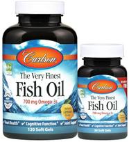 Carlson Labs aukščiausios kokybės žuvų taukai – 700 mg omega - 3, natūralūs apelsinai – 120 + 30 kapsulių