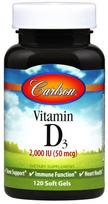 Carlson Labs Vitaminas D3, 2000 TV – 120 gelių