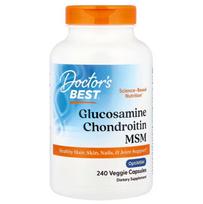 Doctor's Best gliukozamino ir chondroitino MSM su OptiMSM – 240 kapsulių
