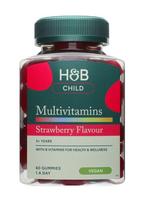 Holland & Barrett vaikiški multivitaminų guminukai su braškių skoniu – 60 guminukų