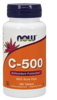 NOW Foods vitaminas C - 500 su erškėtuogėmis - 100 tablečių