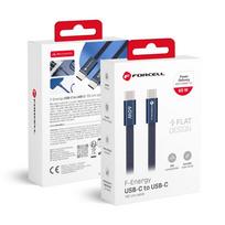 Laidas USB C į USB C Forcell F-Energy QC4.0 PD 3A 60W Cafule Flat 1,2 m CCFN23 tamsiai mėlynas