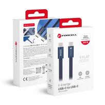 Laidas USB C į USB C Forcell F-Energy QC4.0 PD 5A 100W Cafule Flat 1,2 m CCFN23 tamsiai mėlynas
