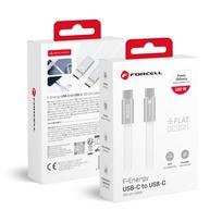 Laidas USB C į USB C Forcell F-Energy QC4.0 PD 5A 100W Cafule Flat 1,2m CCFN23 baltas