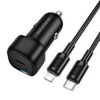 "Borofone" automobilinis įkroviklis BZ34A Cloud - C tipo - PD 20W su C tipo žaibo jungtimi, juodas