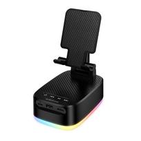 "Borofone" nešiojamasis "Bluetooth" garsiakalbis BR200 Marea 3 in 1 su laikikliu ir 1500 mAh maitinimo banku, juodas