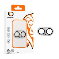 Tempered stiklas Tel Protect 95% AR+AF Full Metal kameros apsauga on camera for Iphone 17 sidabrinis (camera island)