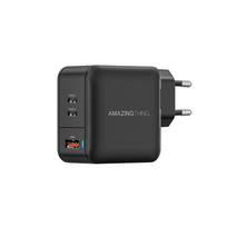 Nuostabus daiktas Sieninis įkroviklis "Thunder Pro GaN EUTH66W" - USB + 2xType C - PD 66W juodas