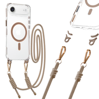 Tel Protect su dirželiu auksinis skaidrus dėklas Iphone 17 Air auksinis
