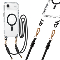 Tel Protect su dirželiu skaidrus dėklas Iphone 17 Air juodas