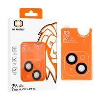 Apsauginis stiklas Tel Protect Titanium Lens 99% AR ant kameros Iphone 15/15 Plus juodas (2 lęšiai)