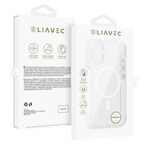 Liavec Blizgus Magnetinis Skaidrus dėklas telefonui Iphone 16 balta