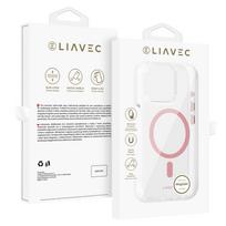 Liavec Blizgus Magnetinis Skaidrus dėklas telefonui Iphone 15 Pro rožinė