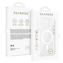 Liavec Blizgus Magnetinis Skaidrus dėklas telefonui Iphone 14 Pro balta
