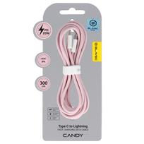 Blavec Kabelis Candy pintas - Type C į Lightning - PD 20W 2,4A 3 metrai Apple CarPlay (CCA-CL24P30) rožinė
