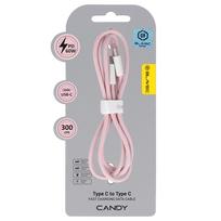 Blavec Kabelis Candy pynėtas - Type C iki Type C - PD 60W 3A 3 metrai Apple CarPlay/Android Auto (CCA-CC3P30) rožinis