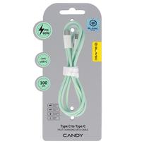 Blavec Kabelis Candy pintas - Type C į Type C - PD 60W 3A 1 metras Apple CarPlay/Android Auto (CCA-CC3GN10) žalias