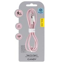 Blavec Kabelis Candy pintas - Type C į Type C - PD 60W 3A 1 metras Apple CarPlay/Android Auto (CCA-CC3P10) rožinis