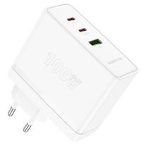Borofone sieninis įkroviklis BN11 Imperial - USB + 2xType C - QC 3.0 PD 100W baltas
