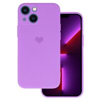 Silikoninis širdies dėklas telefonui Iphone 14 Plus, dizainas 1, violetinis