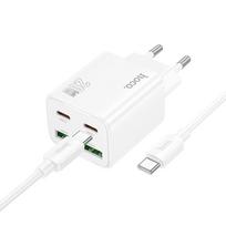 Įkroviklis Hoco N55 + "USB-C (Type-C) to USB-C (Type-C)" kabelis (2xUSB-C; 2xUSB 20W) baltas