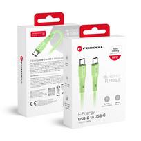 FORCELL F-ENERGY C344 kabelis Type C į Type C QC4.0 PD 3A 60W Silikoninis 1 m žalias