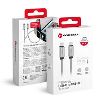 FORCELL F-ENERGY Metal C237 kabelis Type-C į Type-C PD QC4.0 3A 60W 1 m sidabrinis