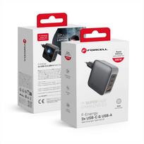 FORCELL F-ENERGY GaN VT-46 pilkas kelioninis įkroviklis 3 x Type C + USB A PD QC4.0 5A 100W su PD