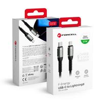 FORCELL F-ENERGY C259 kabelis Type C į Lightning PD 3A 27W Cafule 3 m juodas