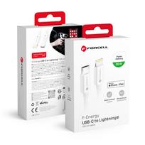 FORCELL F-ENERGY C901 kabelis Type C į Lightning MFi PD 3A 30W 1 m baltas
