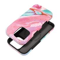 FORCELL F-PROTECT Mirage karinio standarto dėklas, suderinamas su MagSafe, skirtas IPHONE 16 PRO, rožinis marmuras
