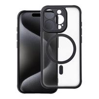Dėklas telefonui – pilnai matinis magnetinis dėklas, suderinamas su MagSafe IPHONE 15 Pro, juodas