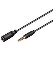 Goobay Headphone and audio extension cable AUX  3.5mm 4-pole slim (black, 3 meters)
