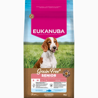 Sausas šunų maistas Eukanuba Grain Free Senior, žuvis, 3 kg