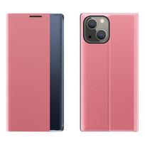 Sleep Case knygos tipo dėklas su išmaniu langu iPhone 13 mini rožinis