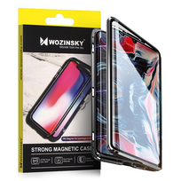 Wozinsky pilnai magnetinis dėklas pilnas kūno priekinis ir galinis dangtelis su įmontuotu stiklu Samsung Galaxy A72 4G juodas-skaidrus
