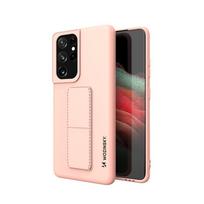 Wozinsky Kickstand Case silikoninis dėklas su stovu Samsung Galaxy S21 Ultra 5G rožinis