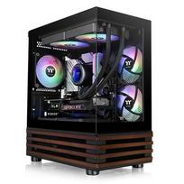 THERMALTAKE View 170 WS ARGB (black/wood, Tempered Glass x 2, wood-grain texture)