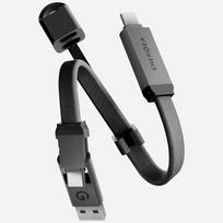 Energea Sheath Key 2-in-1 data transfer and charging cable | USB-C to USB-C, USB-A | 60W | 0.15m | gray