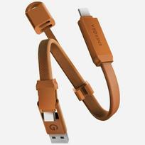 Energea Sheath Key 2-in-1 data transfer and charging cable | USB-C to USB-C, USB-A | 60W | 0.15m | orange