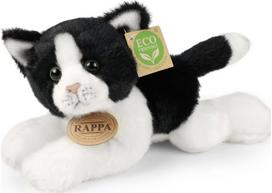 Pliušinis žaislas gulinti juodai balta katė, 23 cm, ECO-FRIENDLY