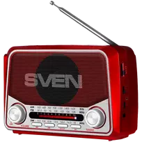 Speaker SVEN SRP-150, red (3W, Bluetooth, FM/AM/SW, USB, microSD, flashlight, battery)
