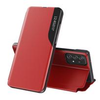 Eco Leather View Case elegantiškas dėklas telefonui su atvartu ir stovo funkcija Samsung Galaxy A73 raudonas