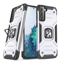 Wozinsky Ring Armor Tough Hybrid dėklas telefonui Samsung Galaxy S22+ (S22 Plus) sidabro spalvos su magnetiniu laikikliu