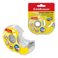 Dvipusė lipni juostelė, ErichKrause, 12mm x 10m, skaidri, su dėkliuku, Adhesive tape double-sided in basis 12mm x 10m
